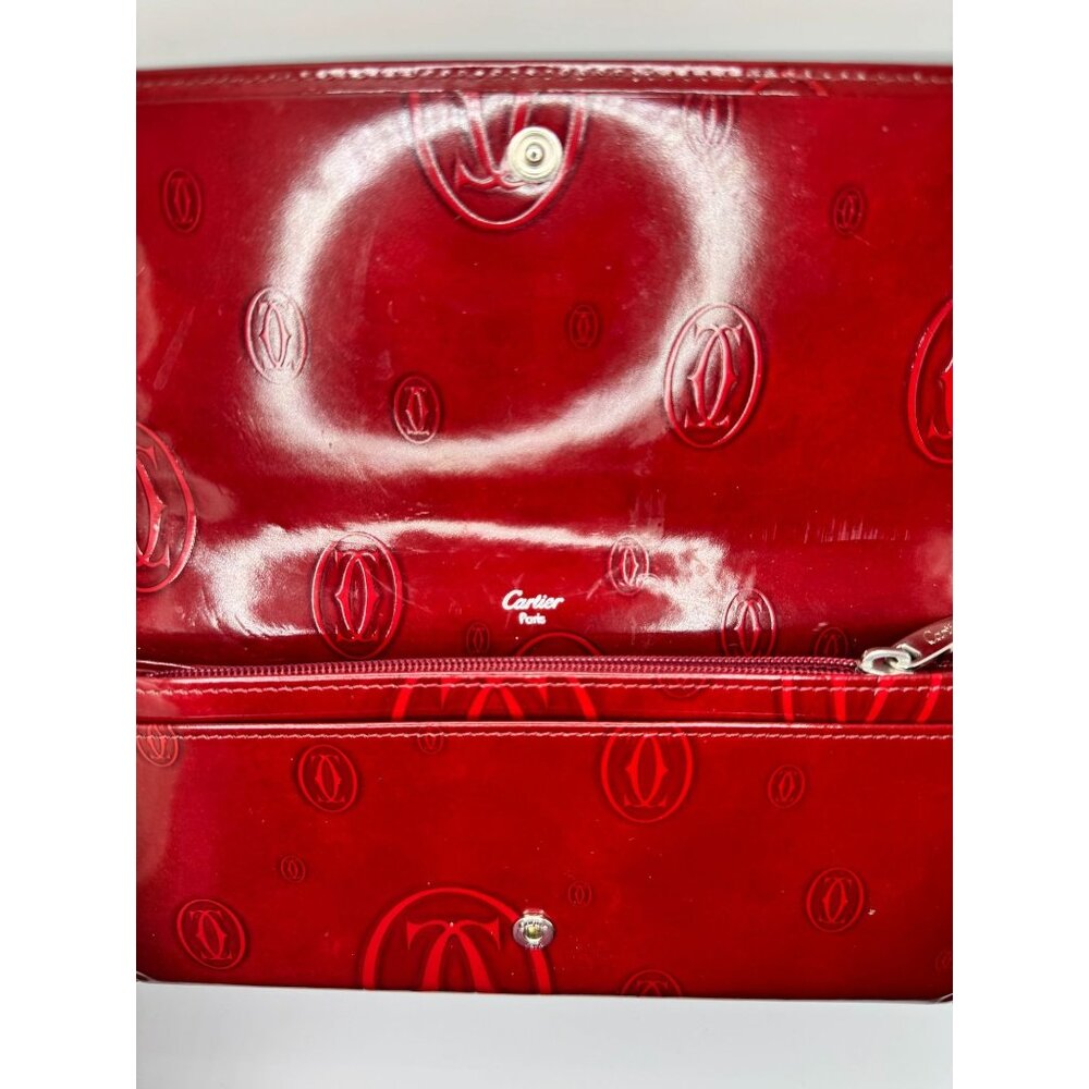 Cartier Red Monogram Leather Long Wallet With Snap Closure - Picture 4 of 16